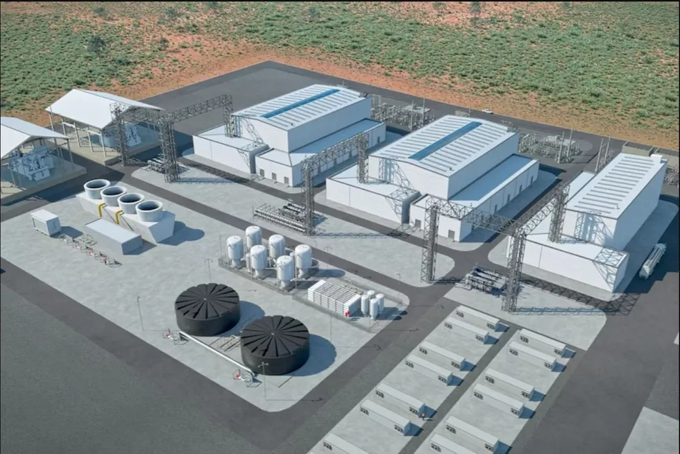 A computer-generated rendering of the Whyalla hydrogen facility