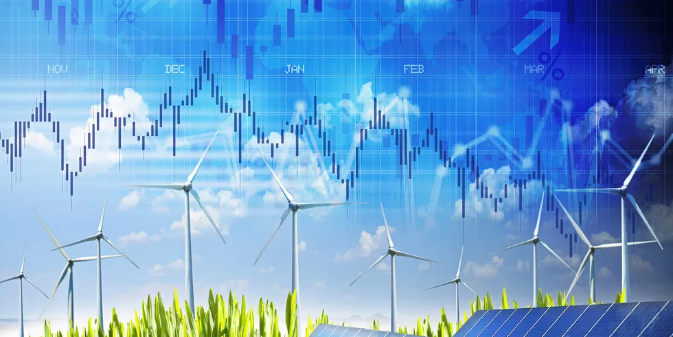 Pilen peker oppover for grønne energiaksjer på børsen.