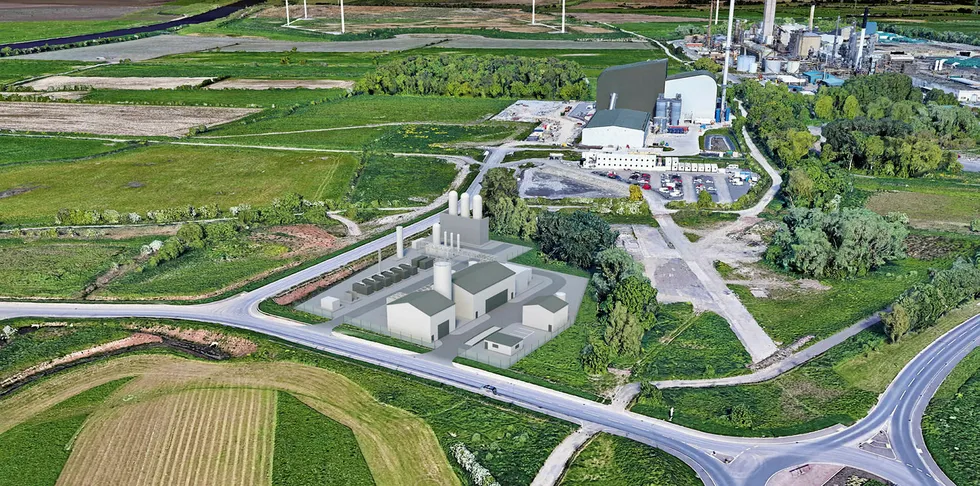 A computer simulation of the planned waste-to-hydrogen plant in northwest England.