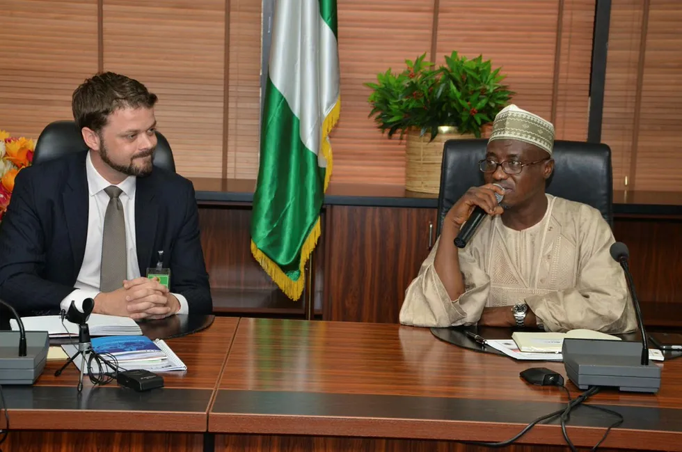 Maikanti Baru (right): replaced as managing director of NNPC