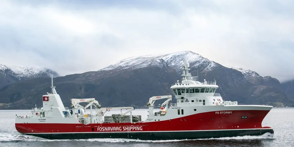 "FS Stormy" er en av de tre brønnbåtene som nå overtas av Norsk Fisketransport AS. Foto: Havyard