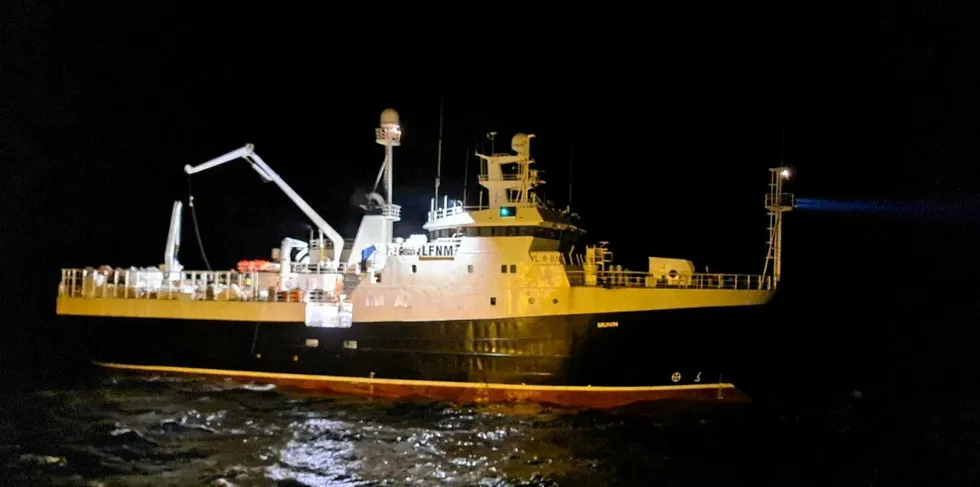 «Munin» på 63 meter, fra Ocean Venture og Bergen, er siste nykommer i snøkrabbeflåten, men måtte gjøre vendereis på første tur i Barentshavet.