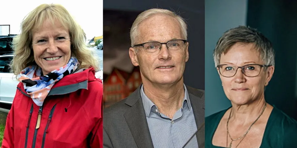Energikommisjonen ledes av Lars Sørgard (i midten), mens Gudrun Rollefsen (til v) i Hammerfest Energi og Berit Tennbakk (til h) i Thema, er medlemmer i kommisjonen.