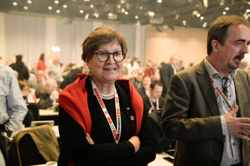 Leder av valgkomiteen Mette Nord i Oslo kongressenter mandag formiddag.