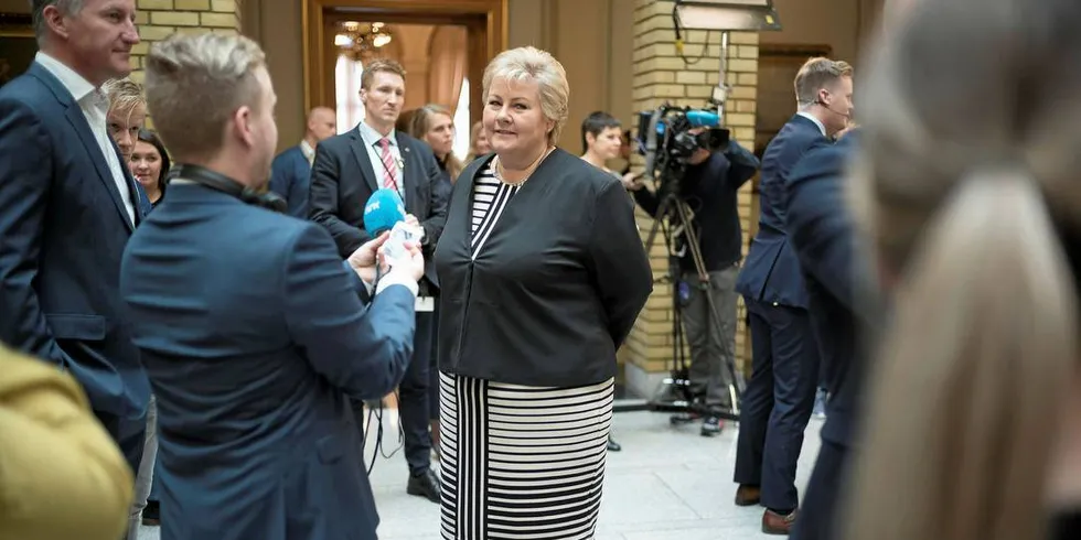 NYTT SPØRSMÅL TIL ERNA: Statsminister Erna Solberg har fått et nytt spørsmål fra stortingsrepresentant Ingrid Heggø (Ap) om hva statsministeren mener om epostsaken til fiskeriministeren.Foto: Gunnar Blöndal