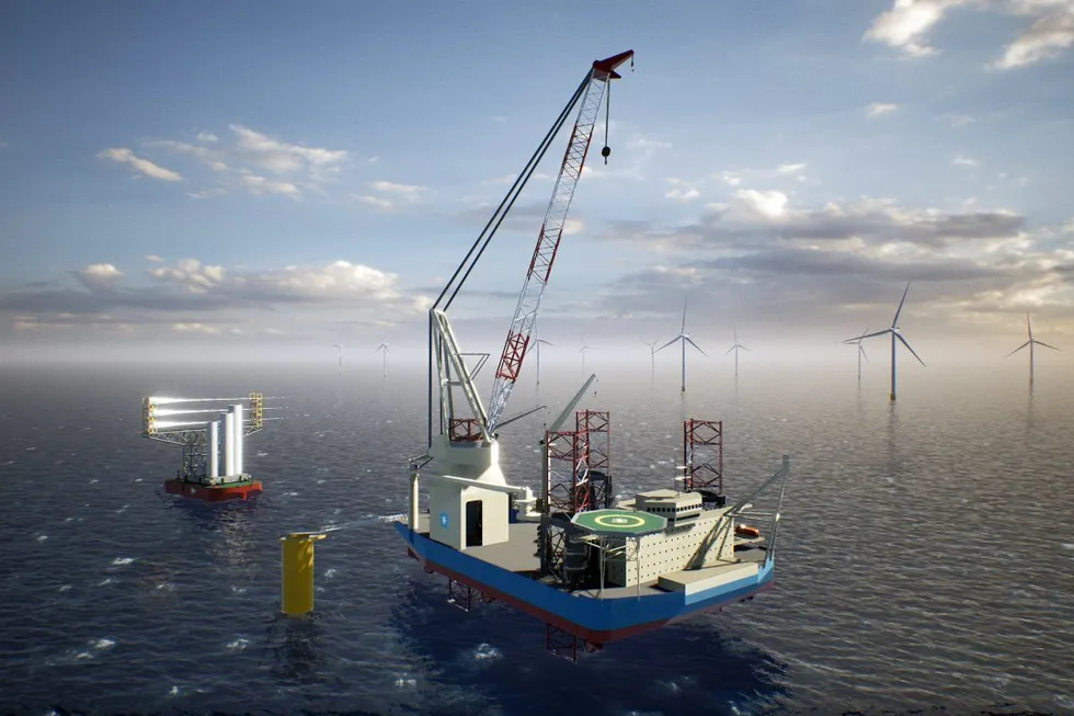 A rendering of Maersk Offshore Wind's WIV concept.