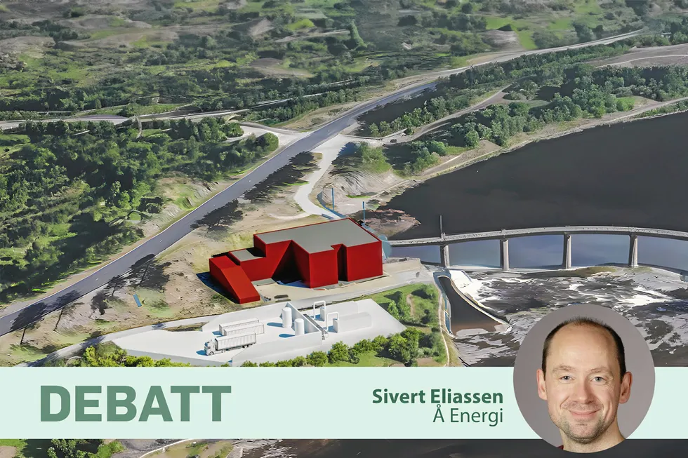 Her er Å Energis planlagte hydrogenanlegg på Pikerfoss.