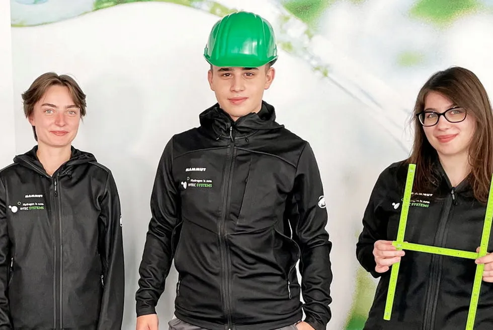 Trainees on the apprenticeship scheme at German electrolyser maker H-TEC Systems.