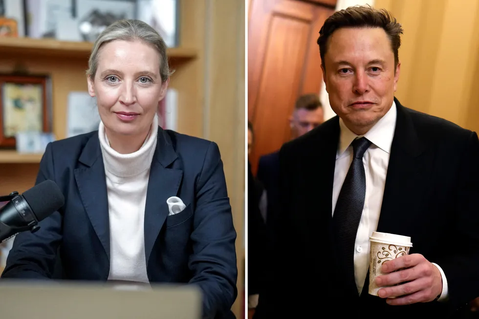 Alice Weidel er leder for ytre høyrepartiet AfD i Tyskland. Torsdag kveld hadde hun en 75 minutter lang samtale med Elon Musk på X, og stemningen var tipptopp.