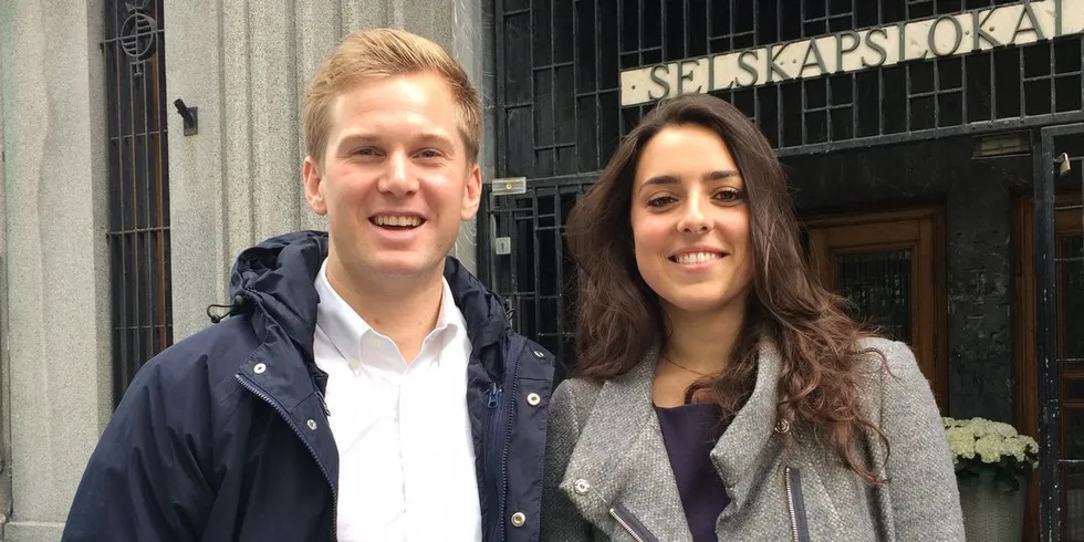 Jonas Langeteig, leder i YoungFish og styreleder Lena Øvrebø i Youngship ønsker seg tettere samarbeid til gode for hele bransjen. (Foto: Kjersti Kvile)