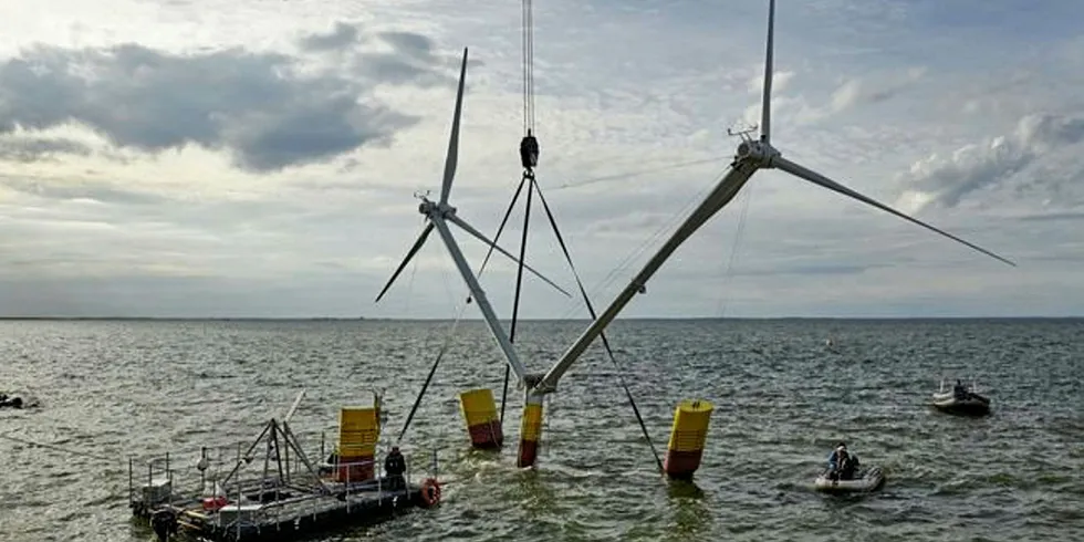 Aerodyn's Nezzy² two turbine floating wind prototype near Greifswald