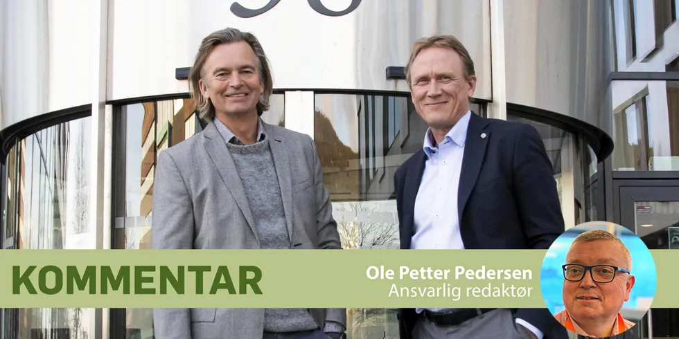 Fjordkraft-sjef Magnar Øyhovden (til venstre) og konsernsjef Rolf Barmen i Fjordkrafts eierselskap Elmera Group er det strømsalgkonsernet som sannsynligvis har flest kunder som nå kan angre og få penger igjen. Men det er slett ikke sikkert at selskapet vil tilbakebetale.
