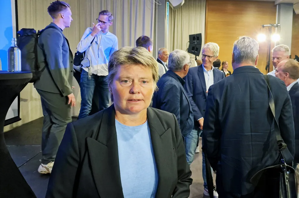 Hege Storhaug i Windport jobber for å få etablert en havn stor nok til å håndtere flytende havvind-installasjoner ved Mandal, vest for Kristiansand. Siden vindkrafthavnen Esbjerg snart er full, er det muligheter for Norge.