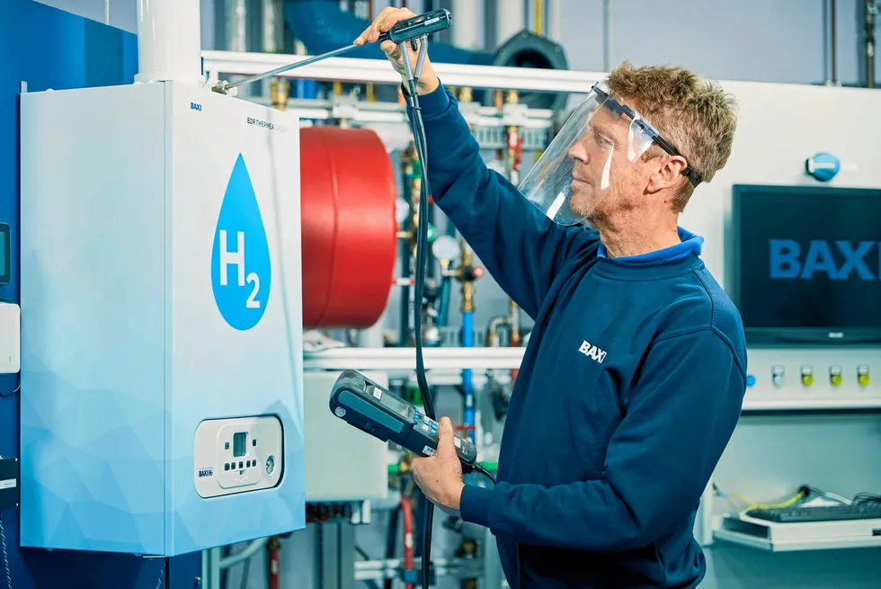 R&D testing of a prototype Baxi hydrogen boiler. H2 Demand. H2 Demand.