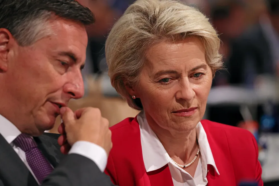 European Commission President Ursula von der Leyen and European Parliament member David McAllister