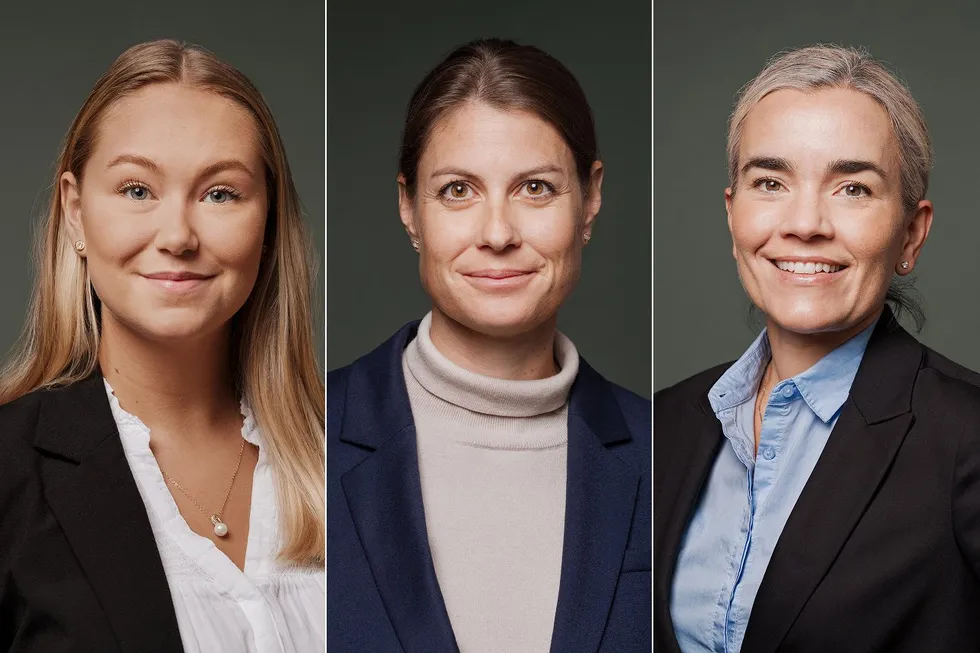 Fra v: Astrid Skorge, Marianne Andvord og Gunn Cecilie Ringdal, alle ansatt i Advokatfirmaet Hjort.