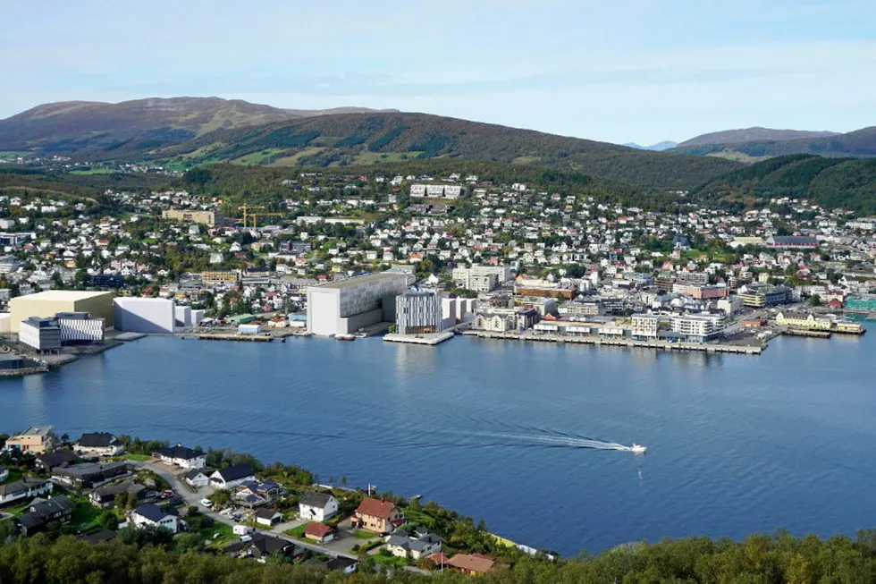 Slik vil Hameks ny hall ligger i Harstad, om planene får godkjentstempel.