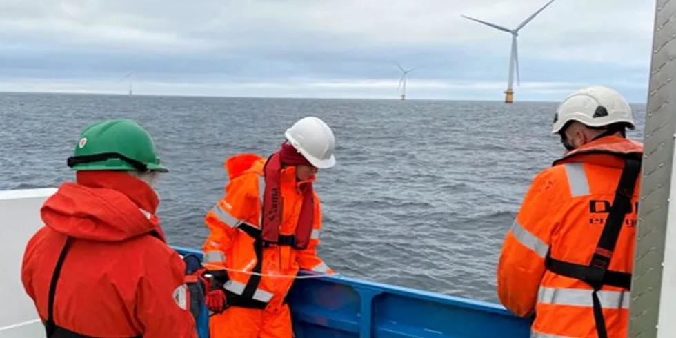 Norce team taking eDNA samples at Hywind Scotland.