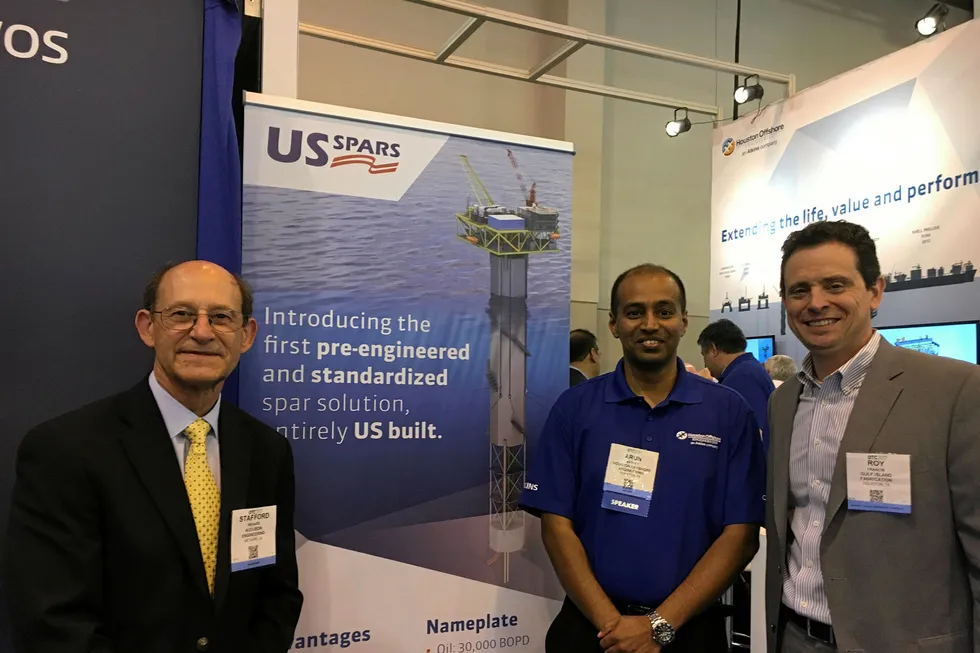 US Spars kics off: (from left) Stafford Menard, Audubon engineering, Arun Antony, Houston Offshore Engineering, Atkins, Roy Francis, Gulf Island Fabrication