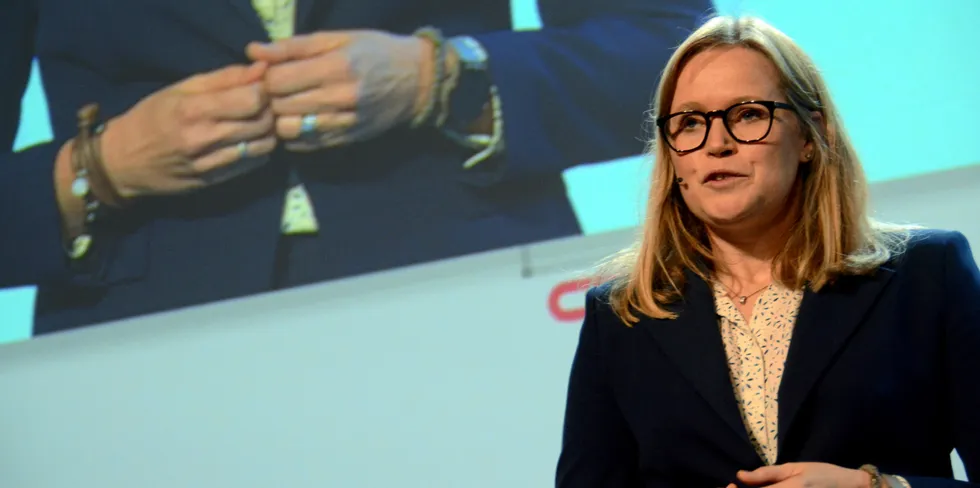 Birgitte Ringstad Vartdal, konserndirektør i Statkraft på NVEs Energidager.