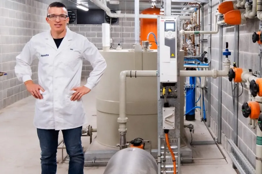 Paul Barrett, CEO of Hysata, at the company's lab in Australia