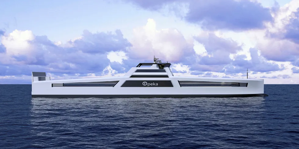 Den første brukeren av det flytende hydrogenet fra Mongstad antas å bli godsskipet "Topeka", som er under utvikling hos Wilhelmsen.