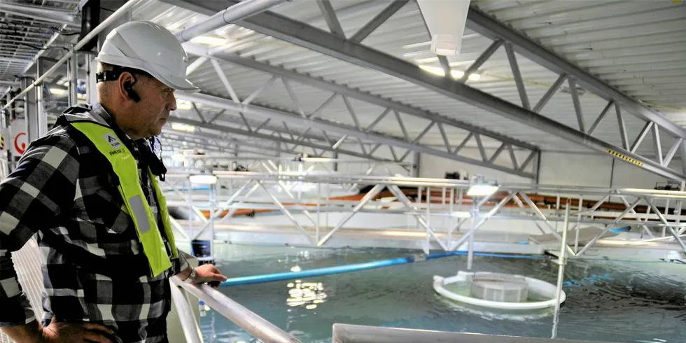 SMOLT: Daglig leder i Astafjord Smolt, Dagfinn Eidissen, er fornøyd med det nye smoltanlegget i Gratangen. Etter hvert vil de også få på plass egen visningsavdeling på anlegget.
