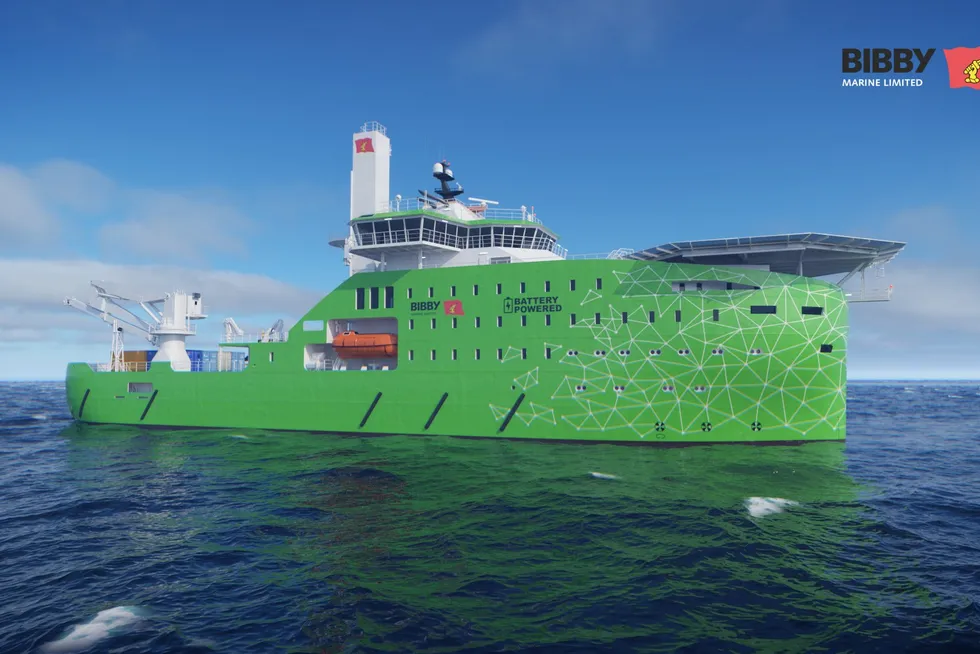 På et slikt elektrisk havvindfartøy (eCSOV) skal Kongsberg Marine levere framdriftssystem.