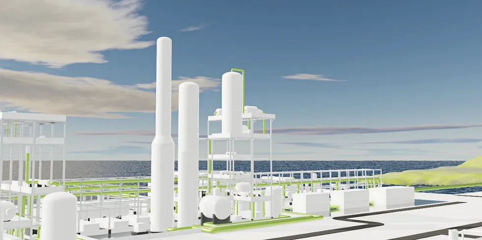 St1 og Horisont Energi i samarbeid om produksjon av grønn ammoniakk i Finnmark. Her er det planlagte anlegget.
