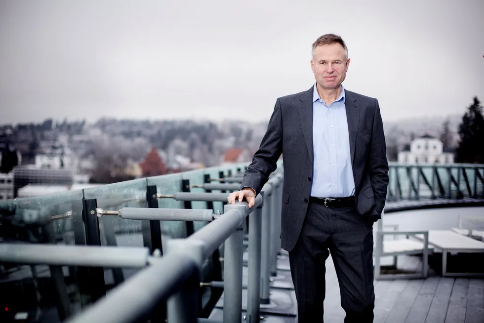 Investorselskapet KKR eier 31 prosent av Visma. Salget av eierandelene kan gi KKR en gevinst på 1,1 milliarder dollar, tilsvarende 9,3 milliarder kroner. Avbildet er konsernsjef Øystein Moan i Visma. Foto: Ida von Hanno Bast
