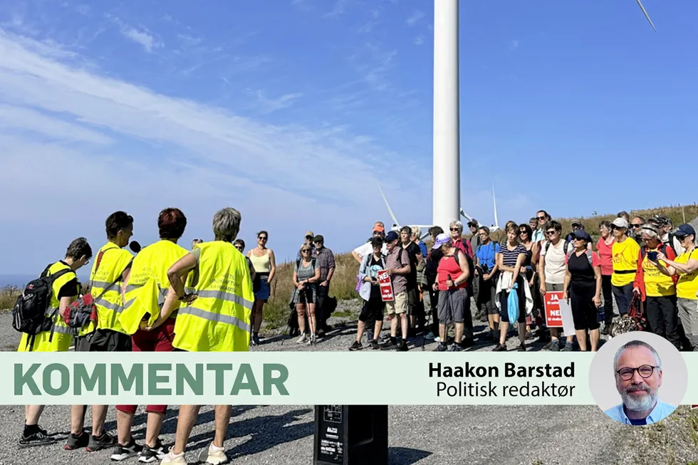 Motvind Norge varslet tirsdag demonstrasjoner ved flere vindkraftverk. Bildet vedlagt pressemeldingen skal være tatt ved en tidligere anledning.