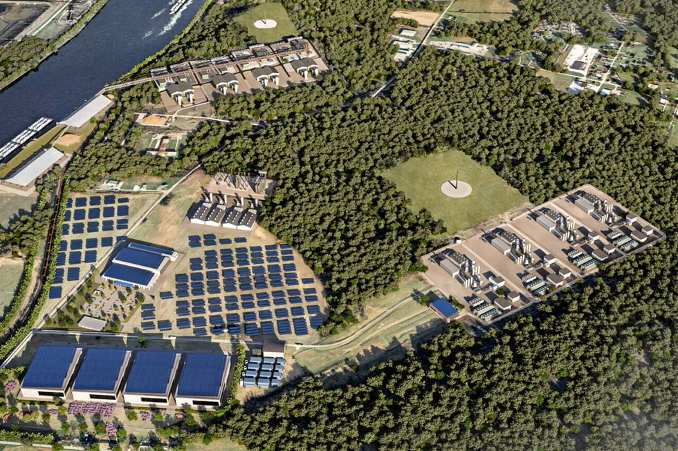 A computer-generated image of the proposed Mountaineer GigaSystem project.