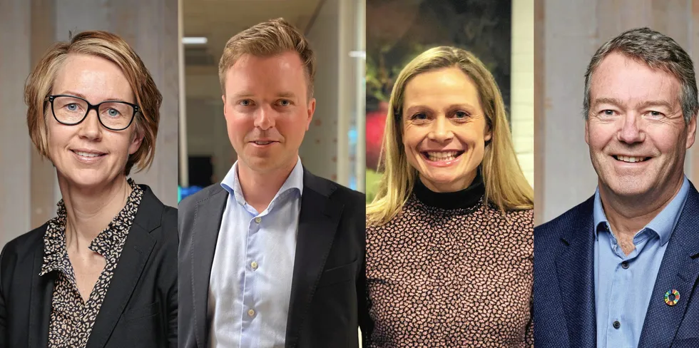 Den ferske konsernsjefen Ragnhild Fresvik gjør omrokkeringer og nyrekrutteringer i sin konsernledelse. Det venter nå nye roller for (fra v) Kristin Aadland, Øystein Fossen Thorud, Ingrid Velken og Olav Osvoll.