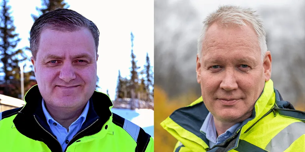 Både Elvia-sjef Trond Skjellerud (til v) og kommunikasjonssjef Svein Ove Søreide i BKK Nett er fornøyd med forslaget til ny nettleiemodell som ble lagt frem i forrige uke.