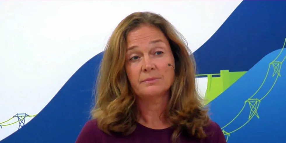 Hilde Tonne i Statnett under fremlegging av Nettutviklingsplan for 2021. Hilde Tonne i Statnett.