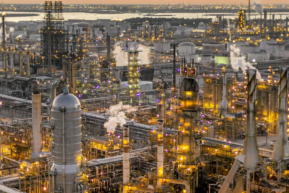 ExxonMobil's sprawling Baytown refinery in Texas, where the oil giant is planning to produce blue ammonia.