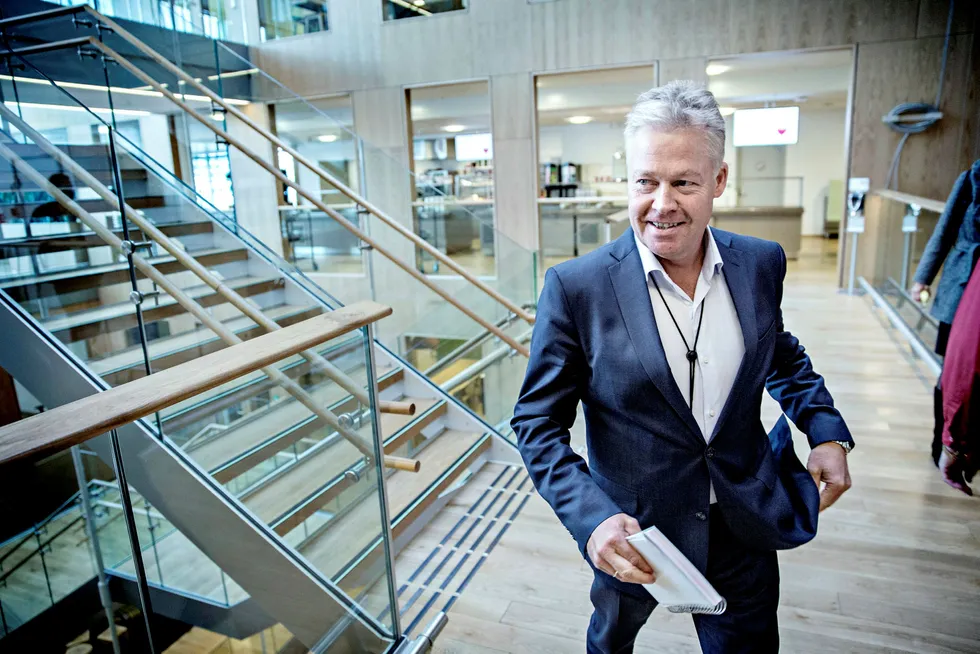 Konsernsjef Helge Leiro Baastad i Gjensidige sier resultatet for fjerde kvartal er tilfredsstillende. Foto: Aleksander Nordahl