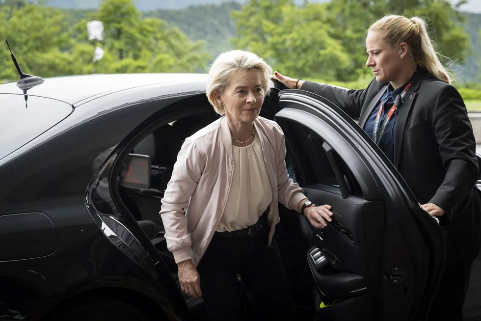 Ursula von der Leyen i Sveits under helgens konferanse om Ukraina.