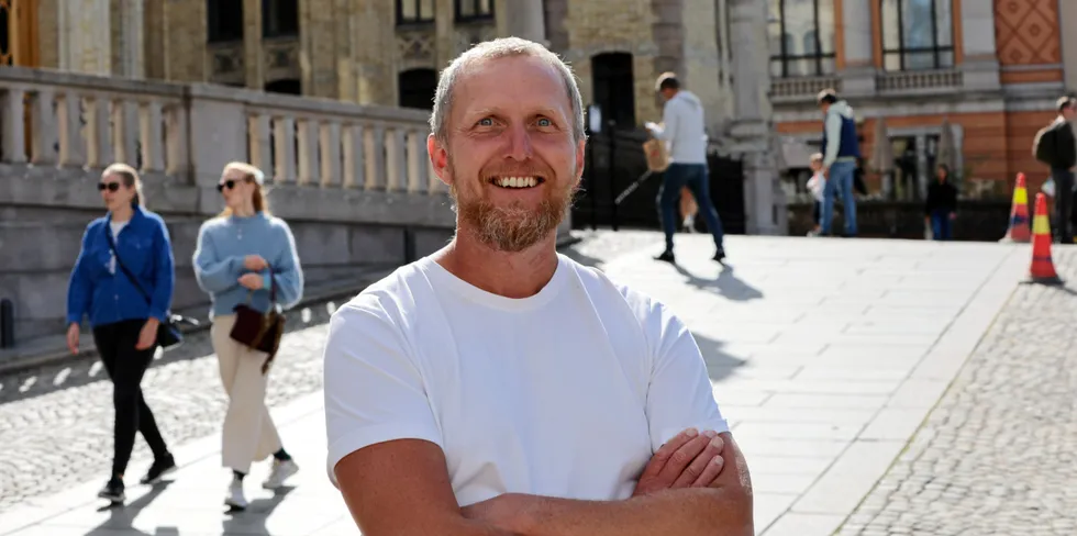 Motvind arrangerte demonstrasjon mot vindkraft foran Stortinget lørdag 4. september. Vindkraft.