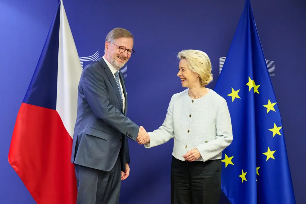 Petr Fiala, prime minister of Czechia and Ursula von der Leyen, president of the European Commission