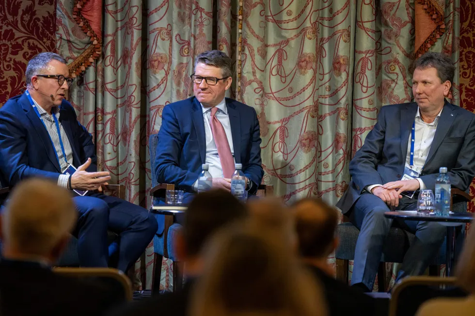 Barents Sea partners: from left, Aker BP chief executive Karl Johnny Hersvik, Var Energi chief executive Nick Walker and Equinor's head of exploration and production Norway, Kjetil Hove