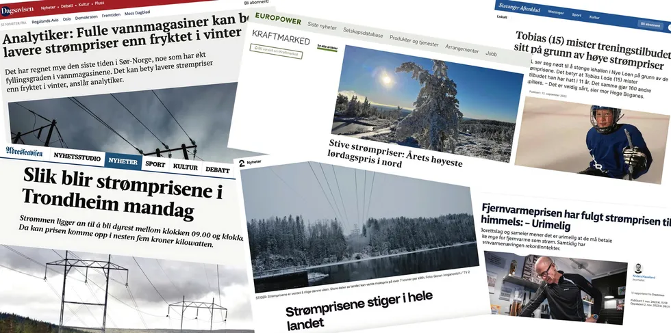 Over 90.000 saker ble produsert i norske medier med begrepet "strømpriser" i 2022.