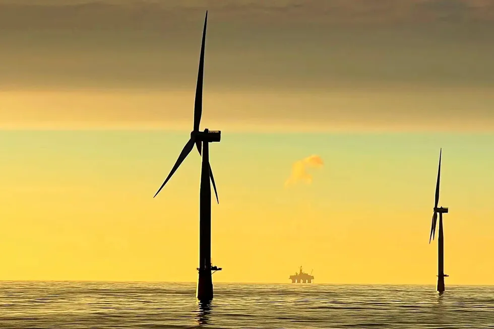 Equinor's Hywind Tampen project off Norway where floating wind turbines are meeting one-third of power demand at the Snorre-Gullfaks offshore oil complex