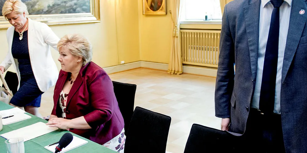ERNA TIL HELL: Sjømatbedriftene-sjef Robert Eriksson var statsråd i Solberg-regjeringen fra 2013 til 2015. I morgen skal statsminister Erna Solberg fortelle dem som er til stede på Sjømatdagene 2019 på Hell hvordan regjeringen vil bidra til å bygge sjømatnasjonen Norge frem mot 2030.