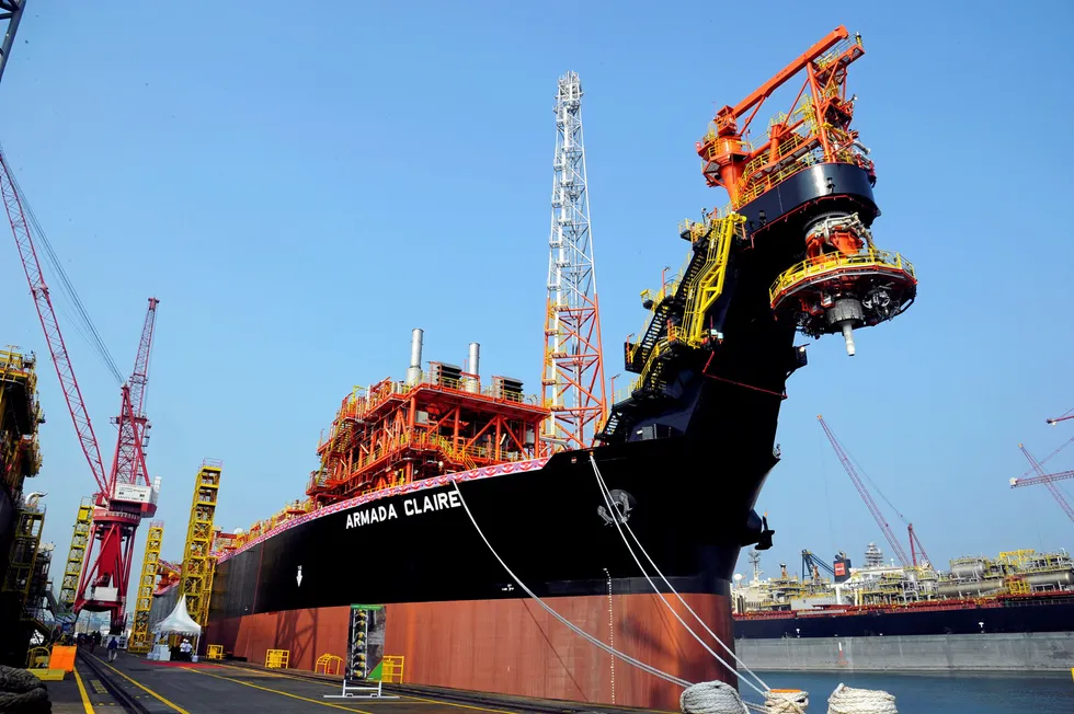 Sailaway ceremony: Bumi Armada's Armada Claire FPSO at Keppel Shipyard in Singapore after conversion for its Balnaves charter
