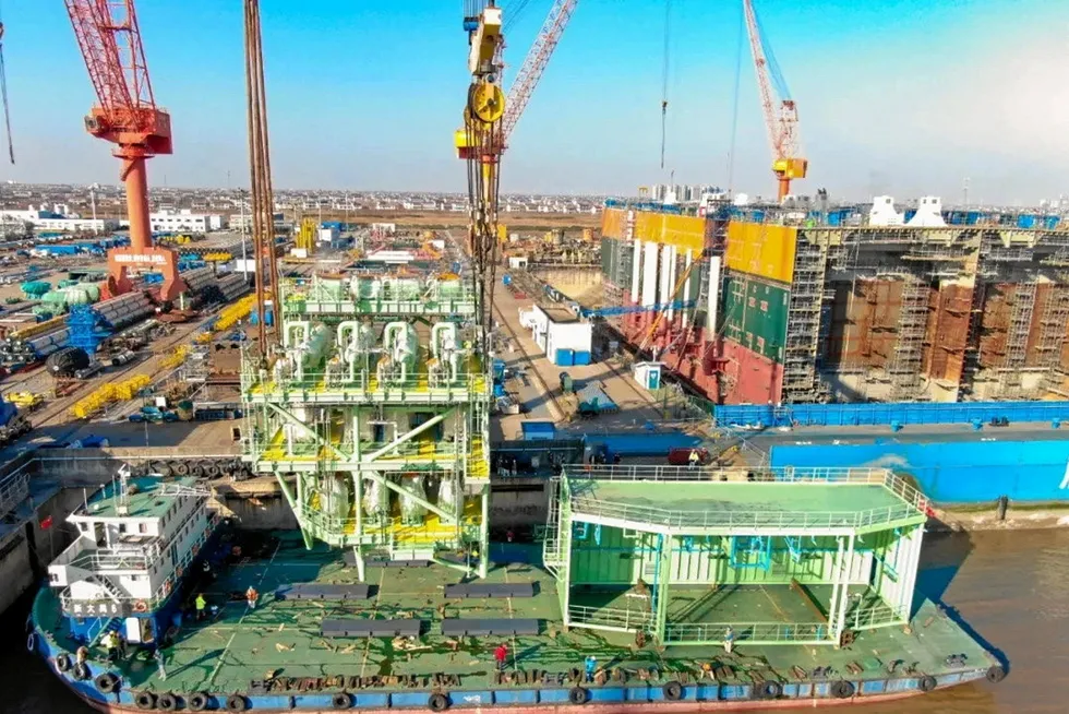 On its way: Cosco delivers El Salvador FSRU module