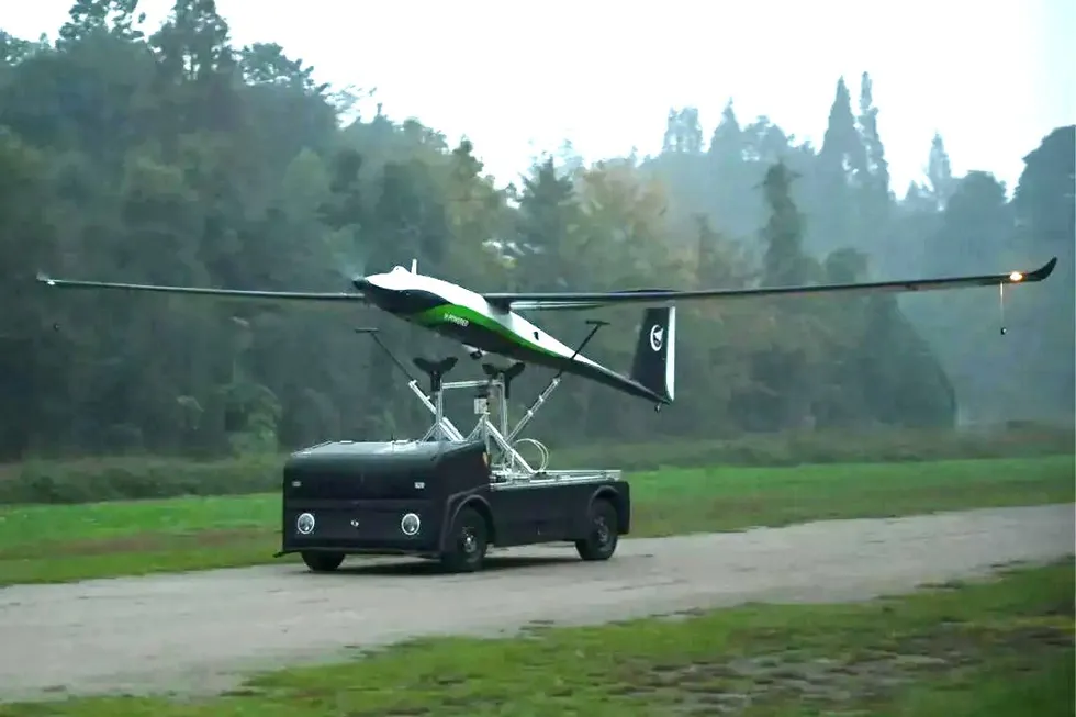 Aviation Industry Corporation of China's new H2-powered drone able to fly for 30 hours and is launched from an unmanned ground vehicle.