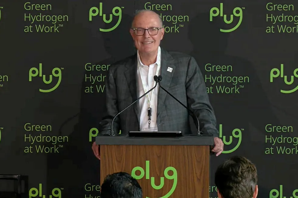 Plug Power CEO Andy Marsh speaking to analysts on Wednesday.