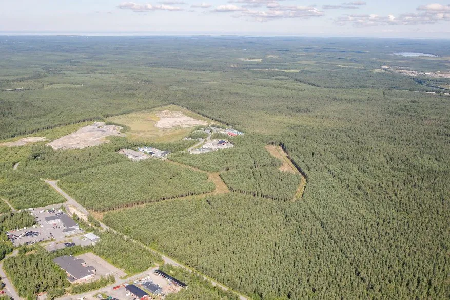 An aerial view of the area for the planned Pyyryväinen industrial site