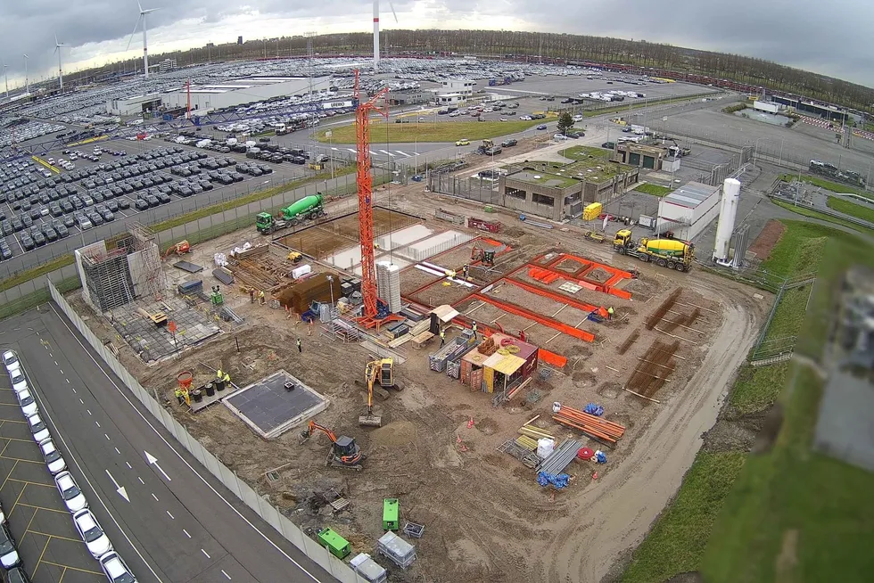 An aerial view of the Hyoffwind site at the Port of Zeebrugge, released earlier this week.